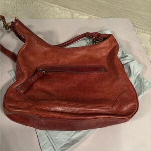 Elegant Red Leather Shoulder Bag by Frye like brand new used twice.